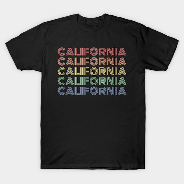 Retro Vintage California Multi Colour Design T-Shirt by New East 